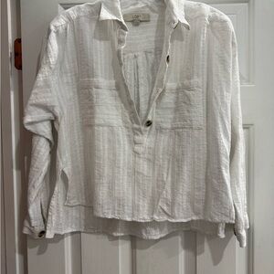 LOFT Ivory Textured Blouse